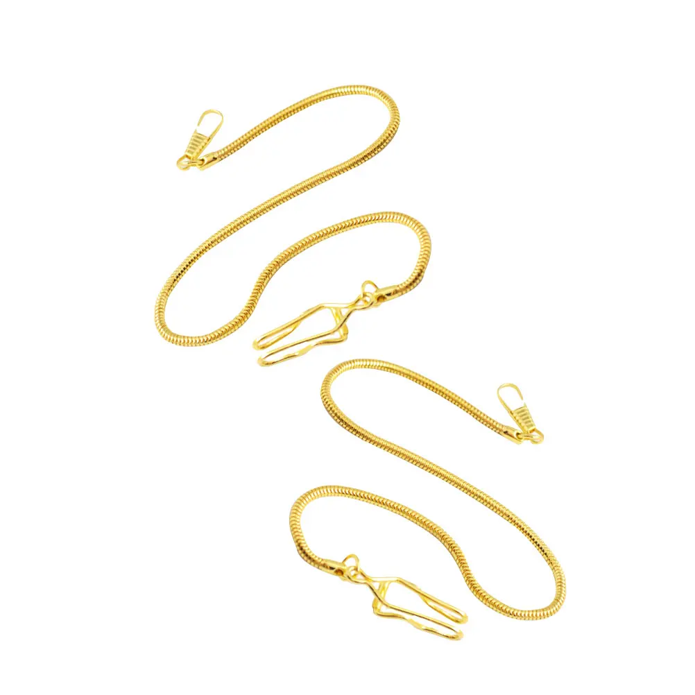 

2pcs Pocket Watch Chain Copper Snake Chain Metal Watch Accessories Belt Keychain Decoration Retro Style Fashion Gift Golden