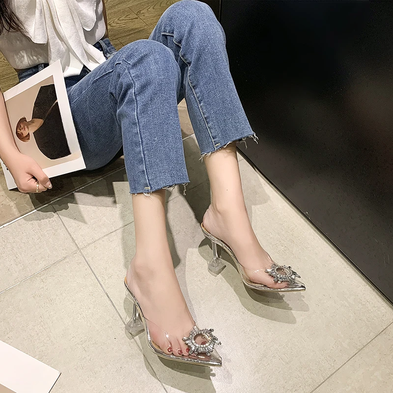 Spring and Autumn Fashion New Sexy Wedding Transparent Banquet Comfortable Crystal Women\'s High Heels Zapatos Mujer