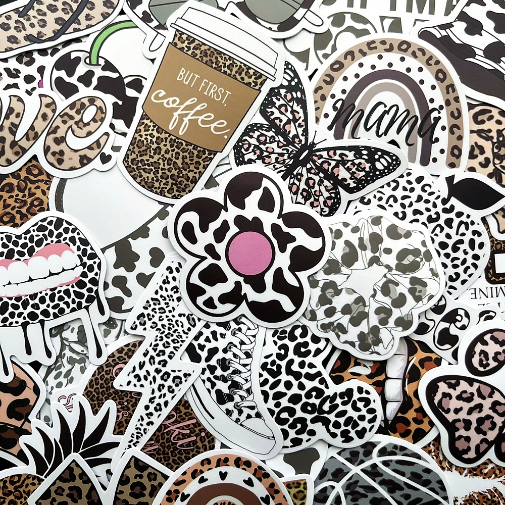 10/50PCS Pack Ins Leopard Print Vintage Graffiti Cartoon Stickers Aesthetic Decal Wall Luggage Laptop Car Phone Sticker Kids Toy