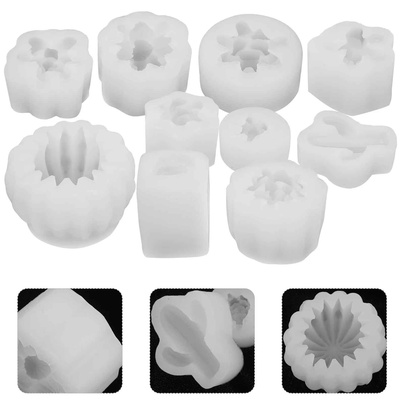 

10pcs Silicone Mold Reusable Succulent Shape Mold Scented Making Wax Molds Diy Kit Aromatherapy Soap Making