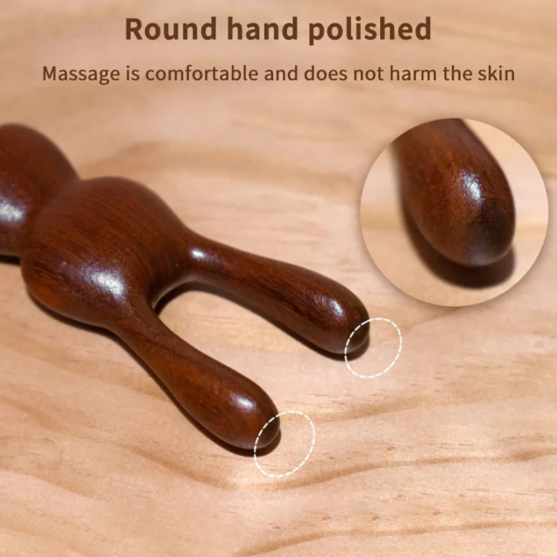 1PC Sandelholz Kaninchen Form Haar Kamm Kopfhaut Auge Entspannen Akupunkturpunkt Massager Tragbare Holzgriff Kamm Anti-statische Styling werkzeug