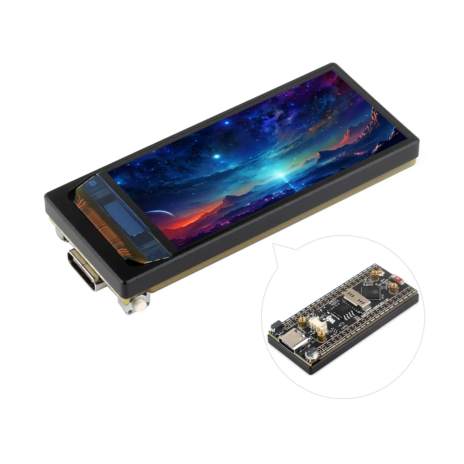 Waveshare ESP32-S3 1.91inch AMOLED Display Development Board, 240×536, 32-bit LX7 Dual-core Processor, Up to 240MHz