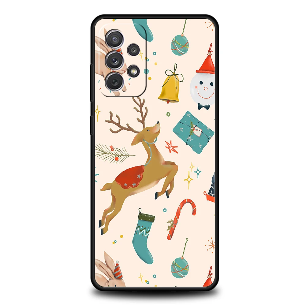 Christmas New Year Gifts Elk Snow Silicone Case For Samsung Galaxy A32 A52 A13 A22 A72 A51 A71 A41 A11 A31 A21S 5G Phone Cover