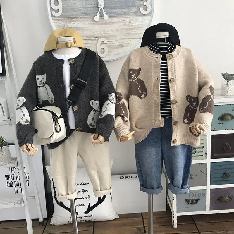 

2022 spring Autumn Kids boys cardigan coat boy sweaters candy-colored Baby girls single-breasted jacket outer wear