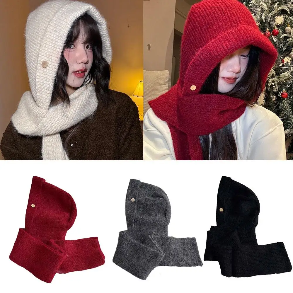 

Balaclava Caps Bonnet Beanies Cap Scarf Winter Hat Hooded Hat Unisex Ski Beanie Warm Cold Hats Winter Knitted Neck Collar