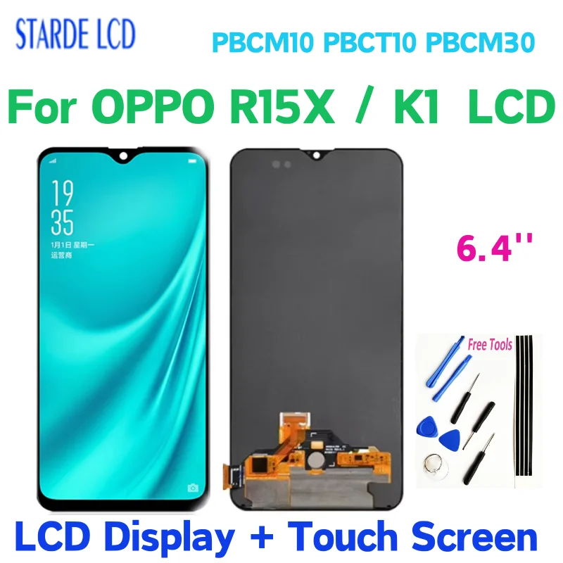 

Super AMOLED 6,4 "для OPPO R15X PBCM10 PBCT10 ЖК-дисплей для Oppo K1 LCD PBCM30 Замена