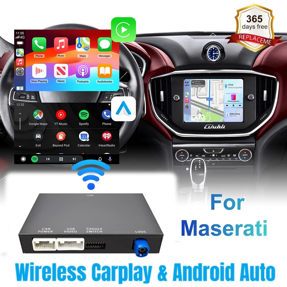 Wireless CarPlay Android Auto Retrofit Kit Decoder Box For Maserati Quattroporte Ghibli 2013 2014 2015 CarPlay Interface