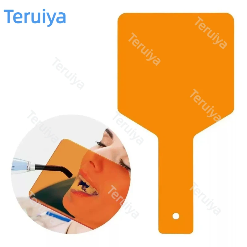10Pcs Acrylic Handheld Dental Light Curing Shield, Orange Eye Protection Baffle for Oral Dentistry