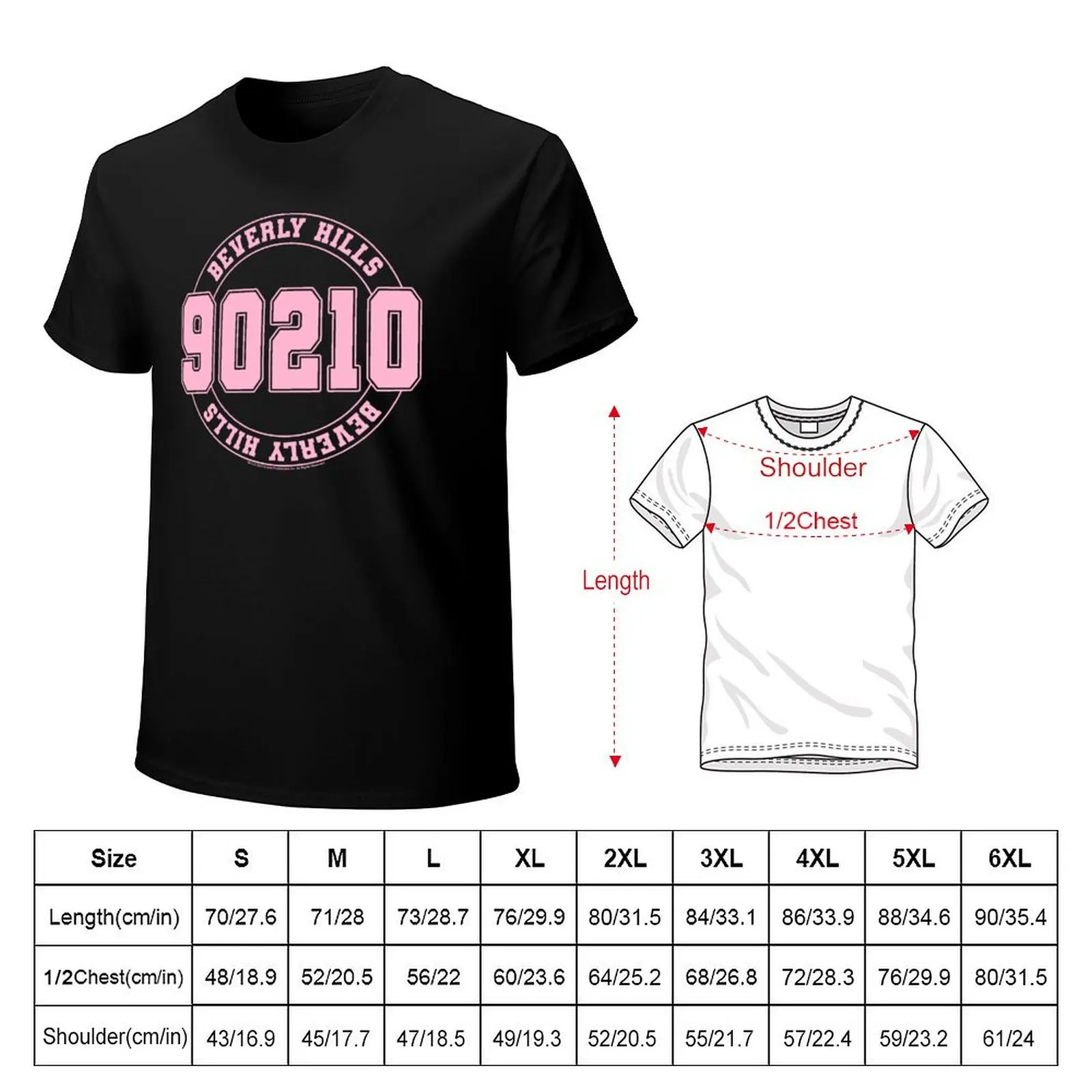 Beverly Hills, 90210 Pink Vintage Collegiate Logo T-Shirt Trendy Print Short Sleeve T-Shirt