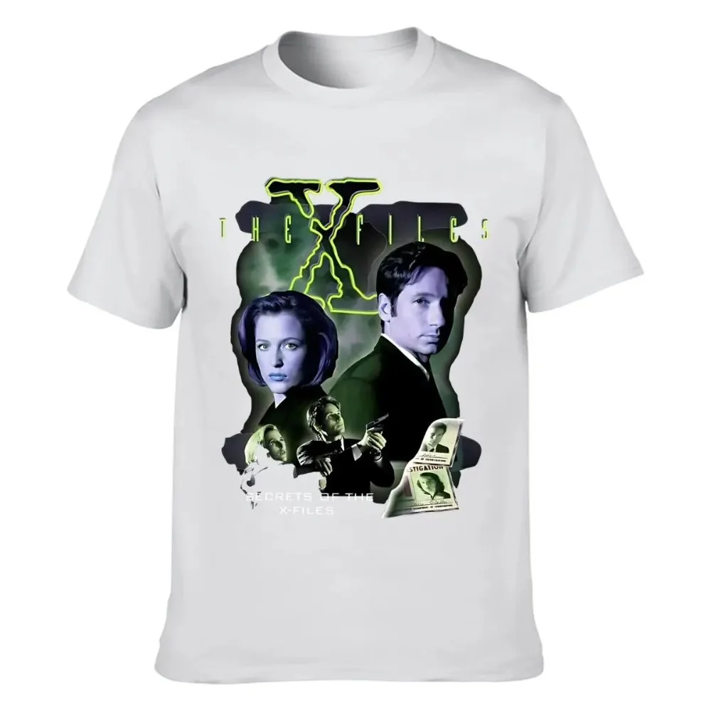 2024 New Summer Men Cotton Print T Shirt The X Files Movie Secret of X-Files Shirt Black Unisex S-4XL Fashion Oversize