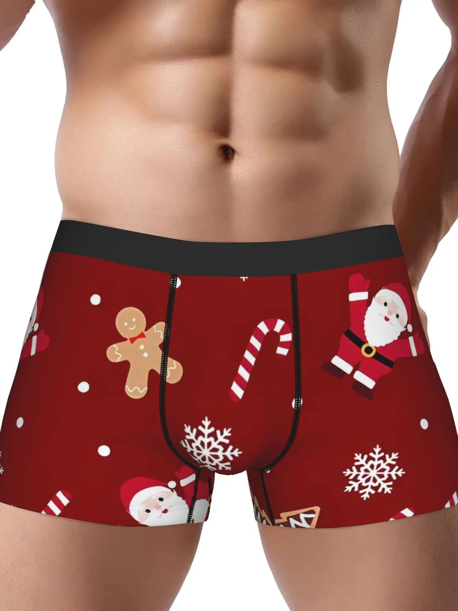 Santa Claus And Candy Cane Underwear Polyester Underpants2D Print Design