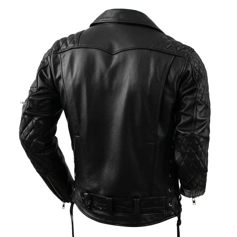 2023 New Autumn Winter Motorcycle Clothing Men Motor Biker Clothes Riding Clothing Slim Biker Natural Cowhide Leather Jacket