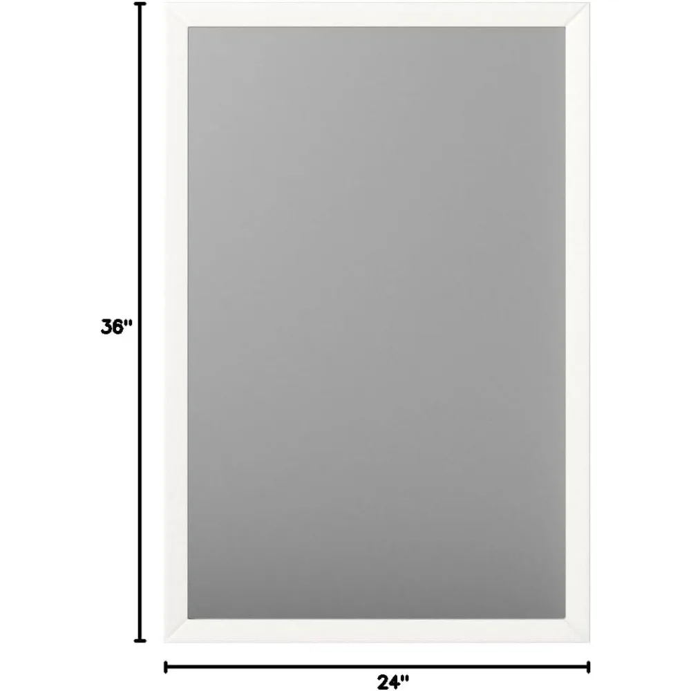 24x36 인치 직사각형 벽거울, 흰색 테두리, 가정 장식용으로 쉽게 설치 가능