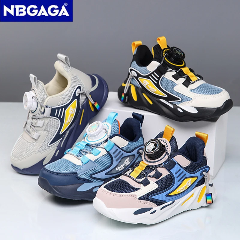 New Anti-skid Breathable Kids Sneakers for Boys Running Walking Lightweight Casual Shoes With Swivel Buckle Design