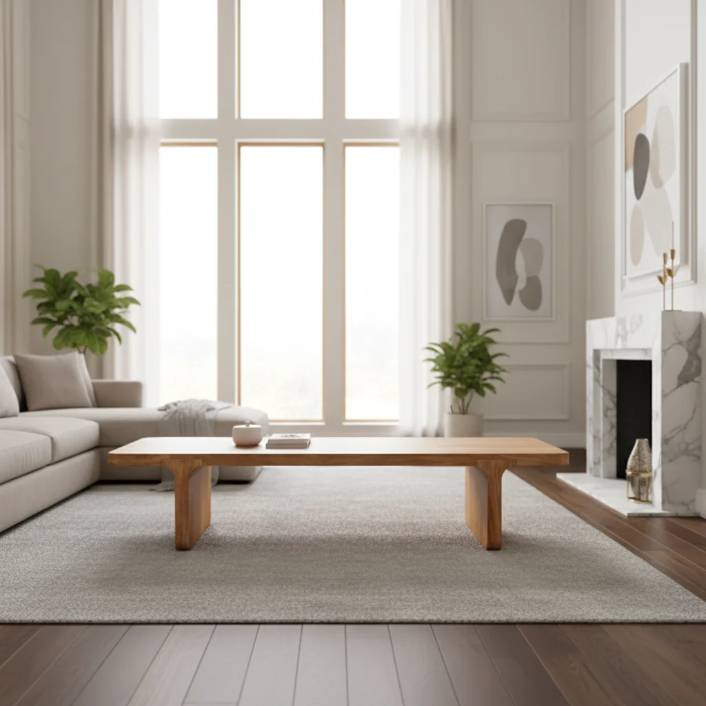 Modern Home Living Room Furniture Natural Oak Wood Rectangular Coffee Table