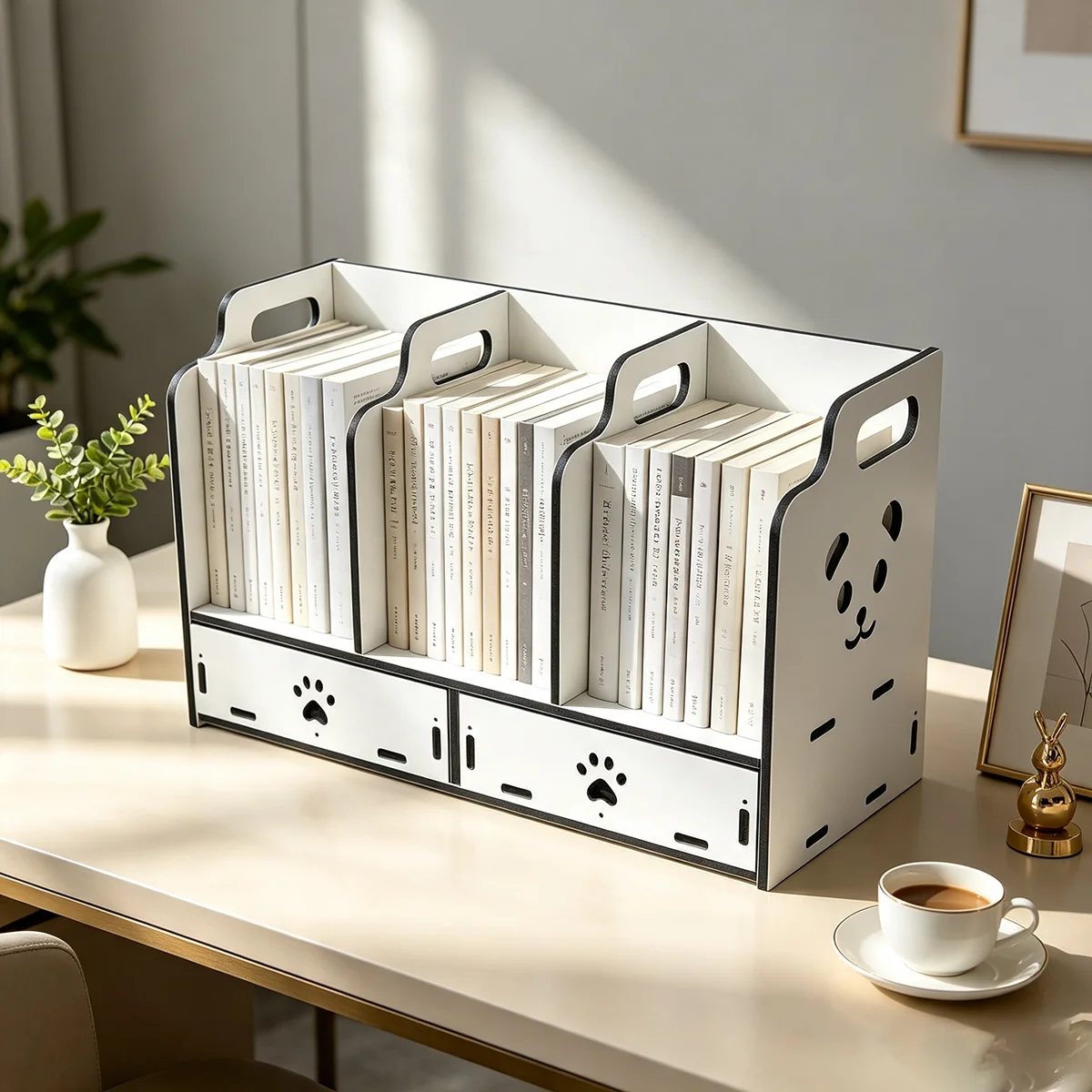 organizador-de-escritorio-blanco-panda-hollow-con-cajon-3-compartimentos-porta-archivos-almacenamiento-de-libros-y-revistas-para-oficina