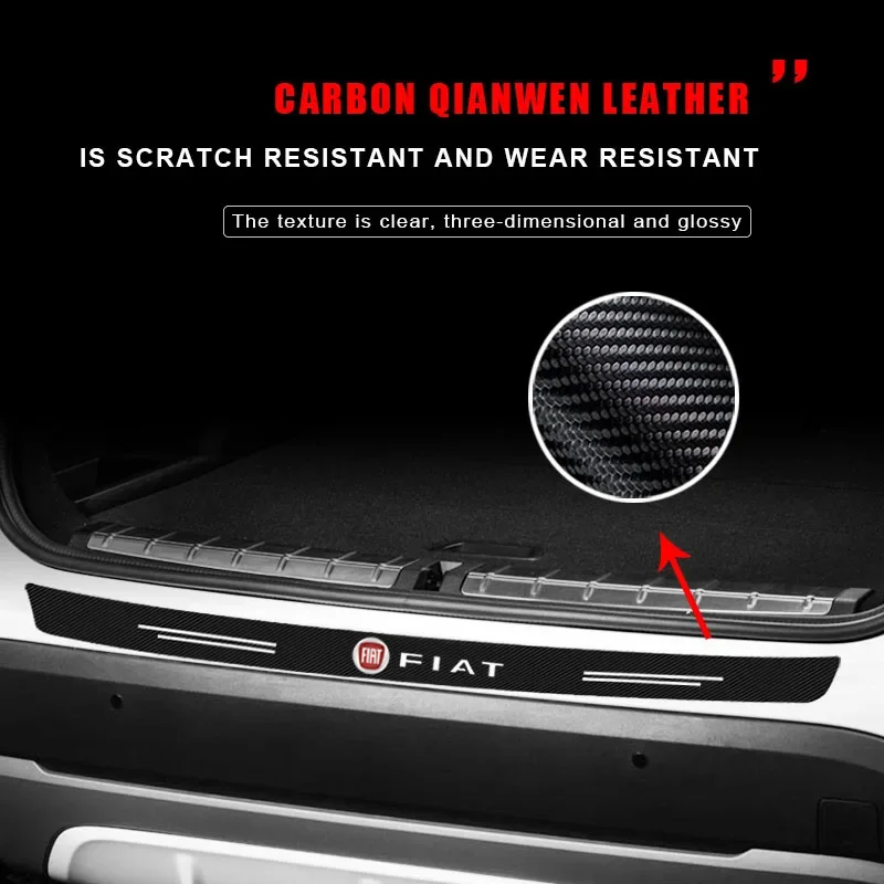 ألياف الكربون سيارة ملصق الجذع واقية قطاع المضادة للخدش ملصق مائي لشركة فيات 500 بونتو 124 125 500 برافو ستيلو باندا أبارث تيبو #1