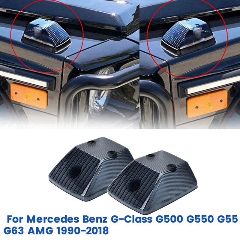 2Pcs Front Wing Turn Signal Smoked Lens Cover A4638260057 For Mercedes Benz W463 G-Class 1986-2018 Corner Light Shell Parts