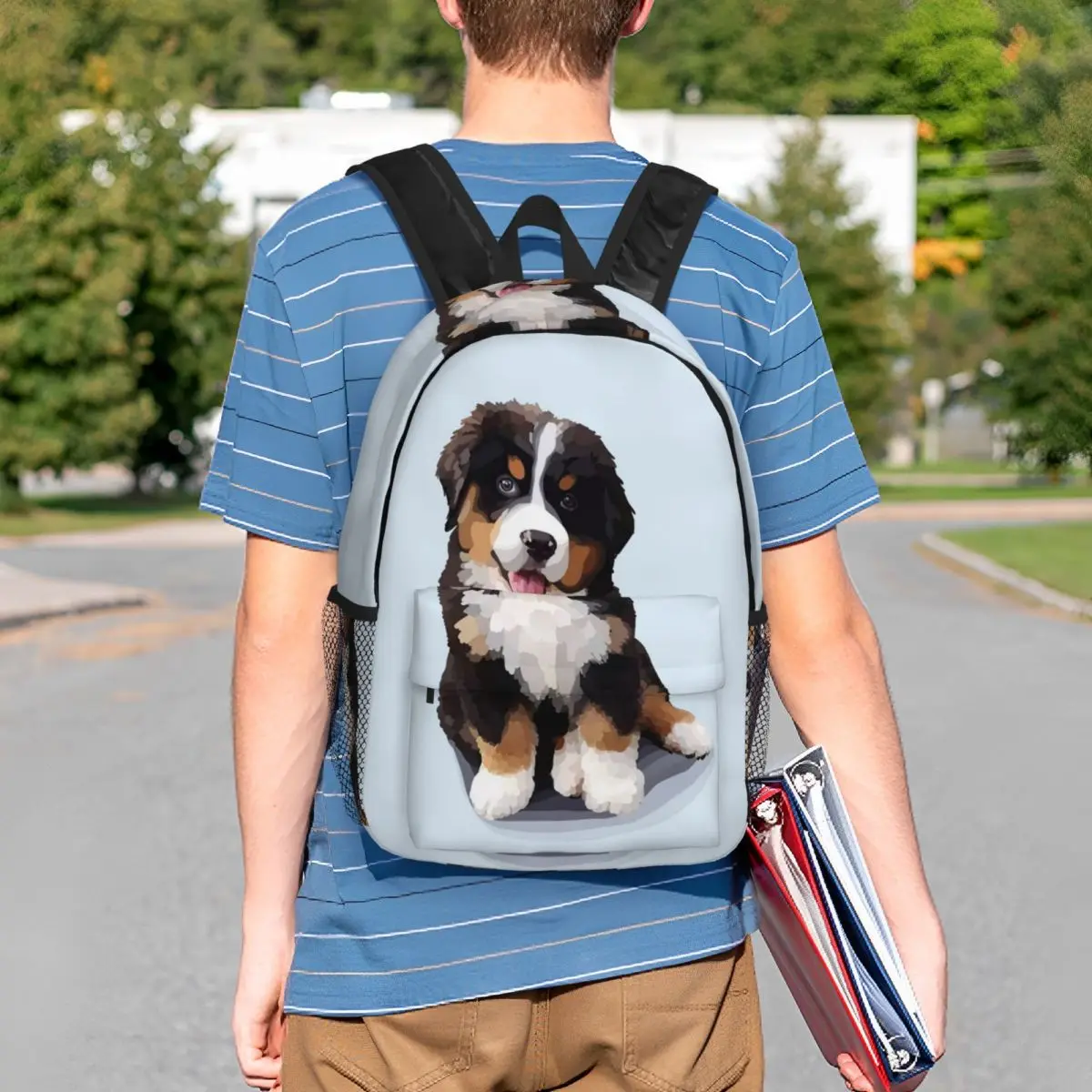 Van Gogh Style Painting Of Bernese Mountain Dog Backpack Hot Sale Daypack BookBag Shoulder Bags for Men Women Kids School Bag