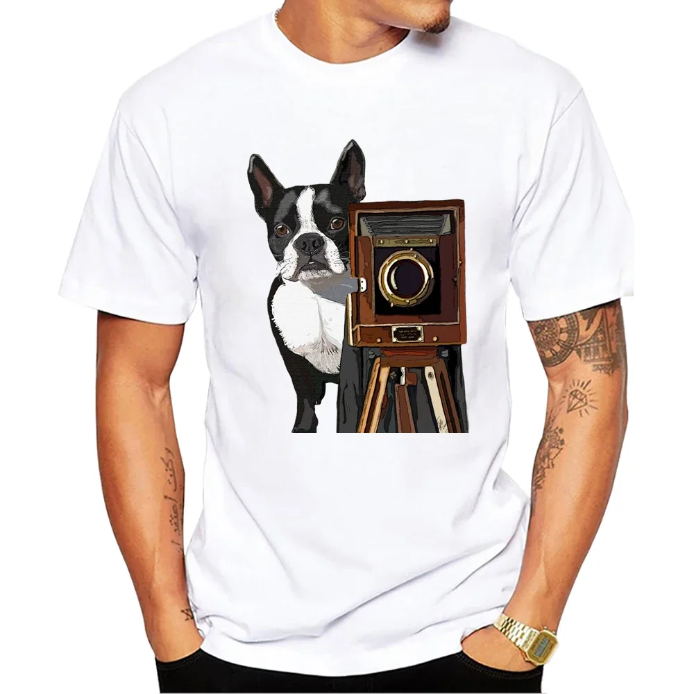 Harajuku Retro French Bulldog Short Sleeve Tshirts Cool Tee TEEHUB  Sweatshirt Terrier Photographer Printed Men T-Shirt