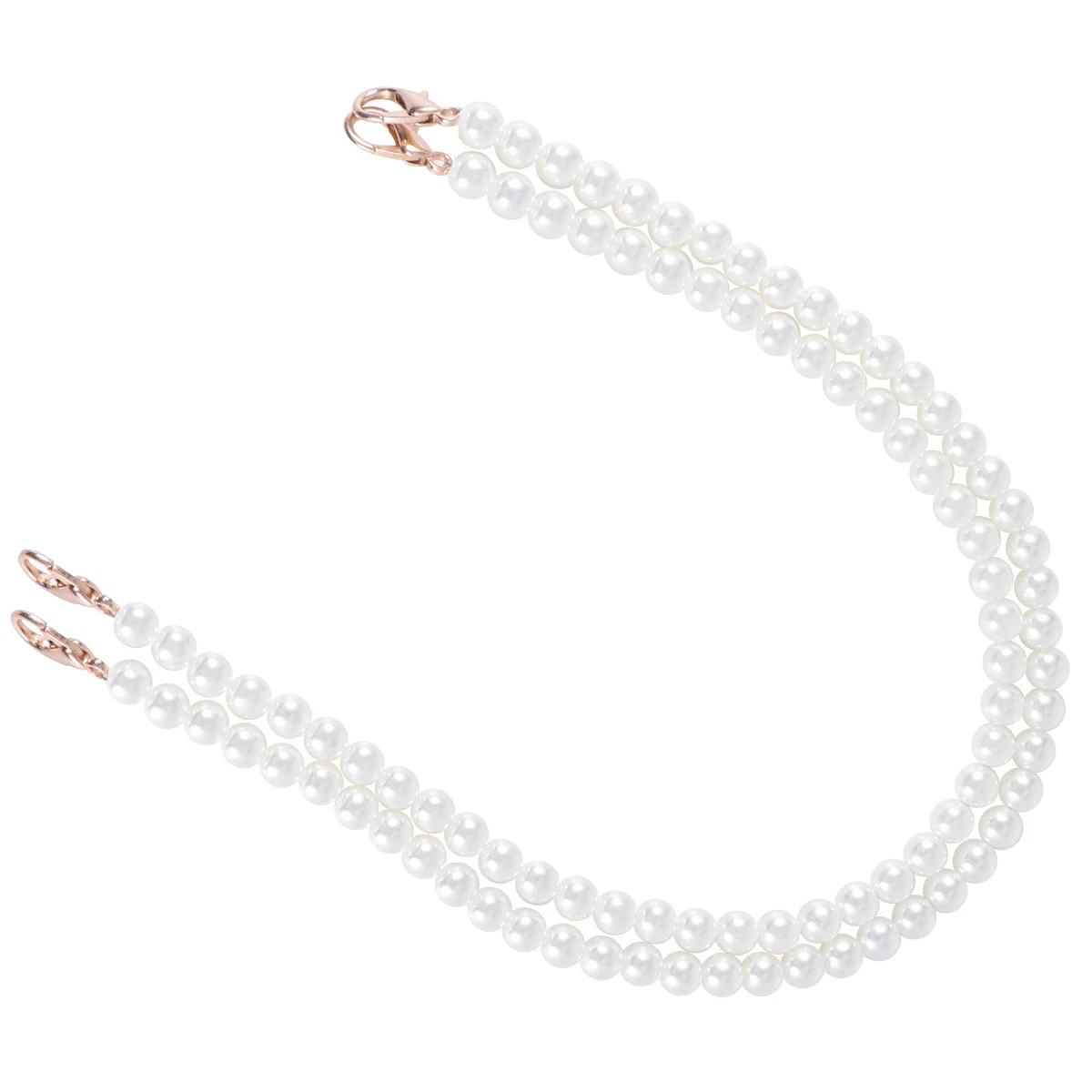 

2Pcs Women's Pearl Chain Bag Replacement Durable Handbag Strap 40cm Golden Lobster Clasp Bag Accessories Shoulder Decoration