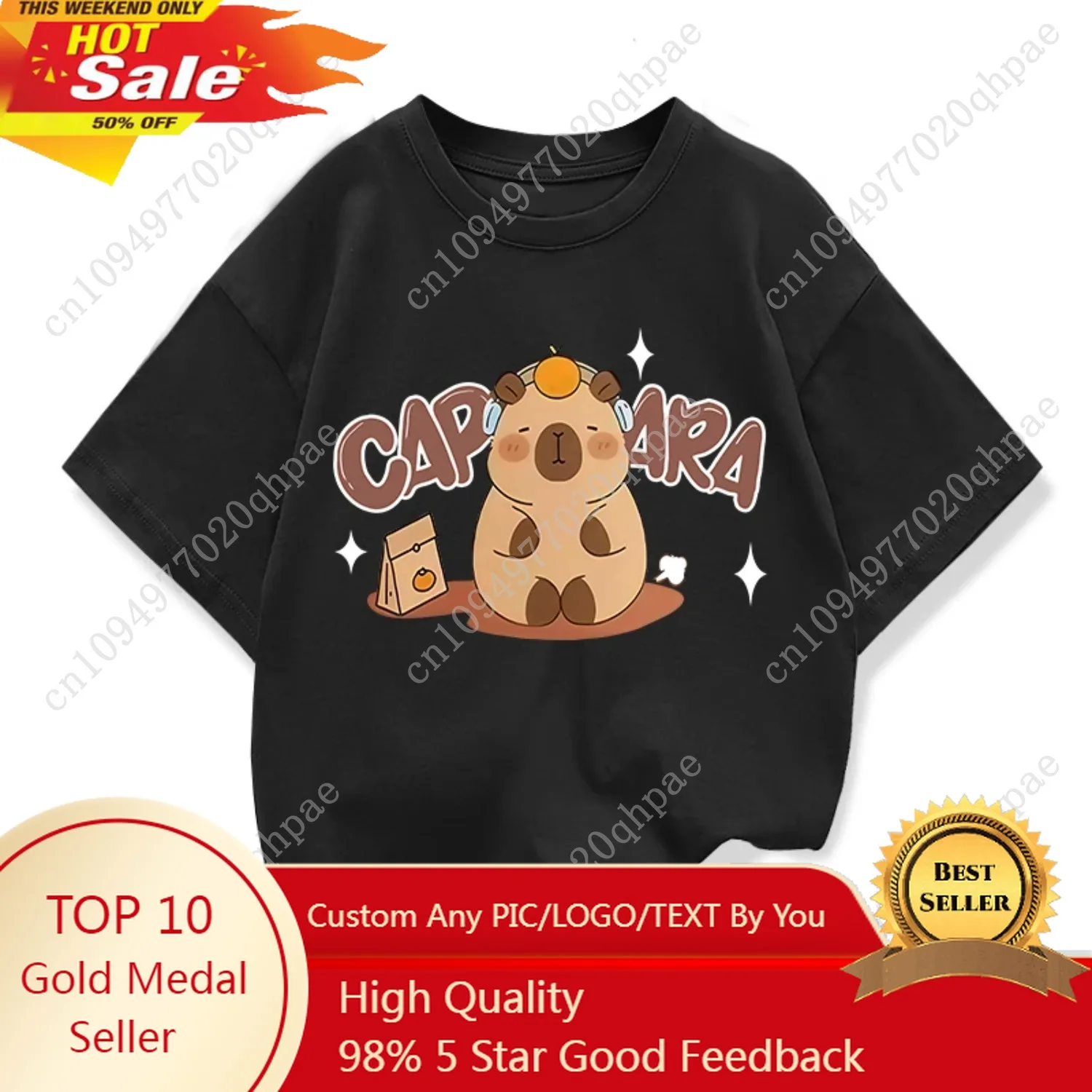 

Capybara Pattern Girl T-Shirt Short Sleeve Girls' Summer Clothes Boys Girls Tops Tees Children's T-Shirt Fashion Girl Clothing