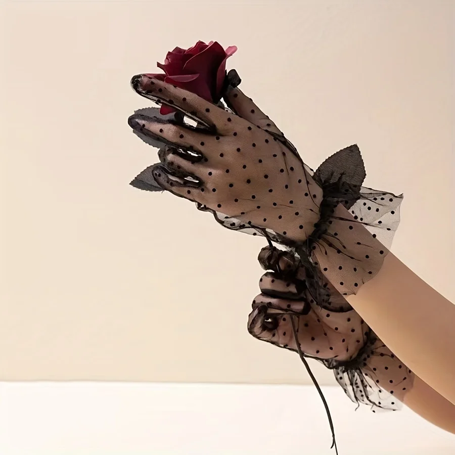 Gepunktete Damenhandschuhe, romantischer Stil, besondere Anlässe-Accessoires für die Braut, Party, Hochzeitsdekoration.