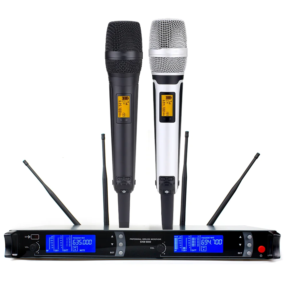 SKM9000 Professional Dual Wireless digital Microphne UHF Dynamic 2 Channel Handheld For Stage Performance Show Party