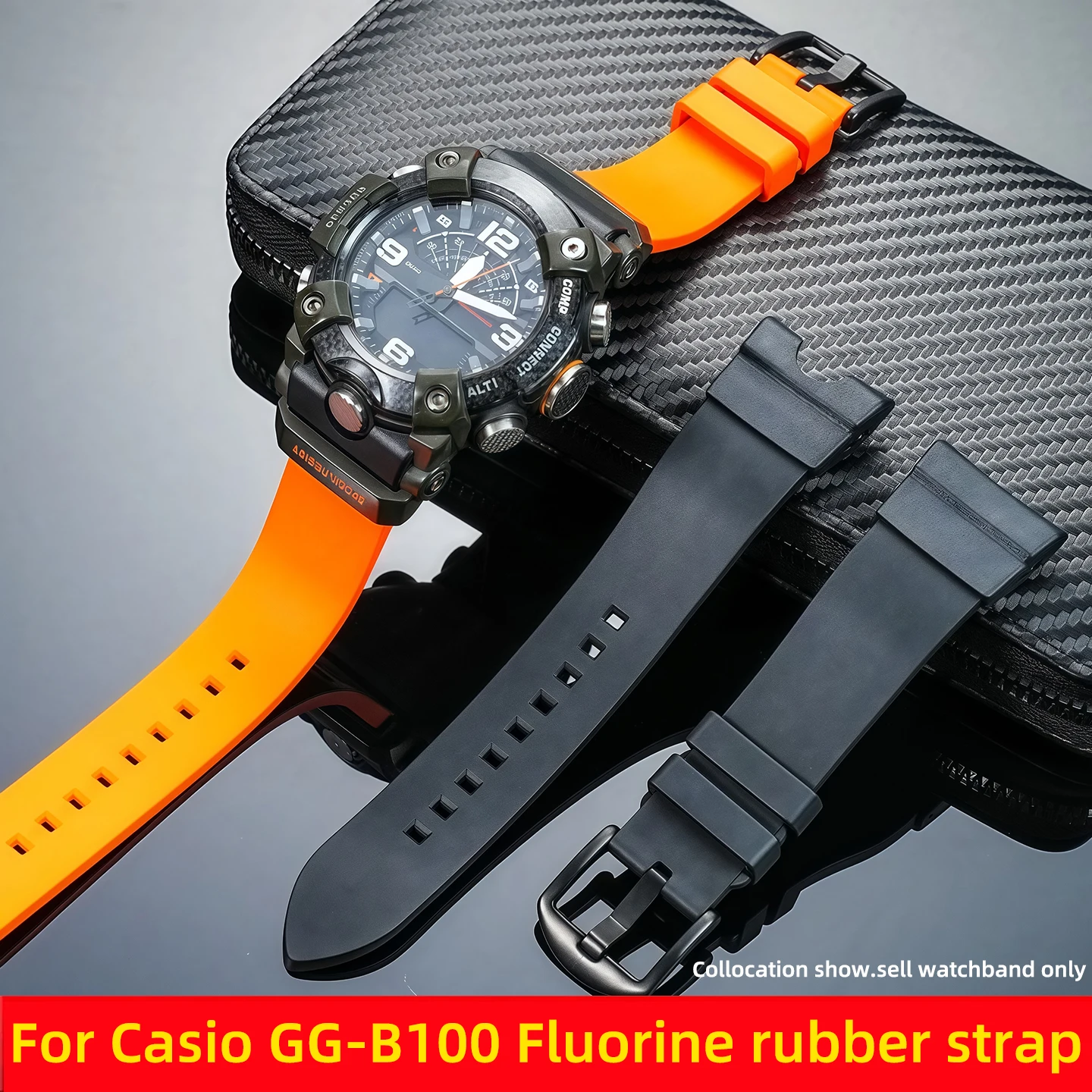 GG-B100 modified Fluorine rubber strap For Casio G-SHOCK Little Mud King 3rd 5594 GG B100 Men silicone watch band Wrist Bracelet