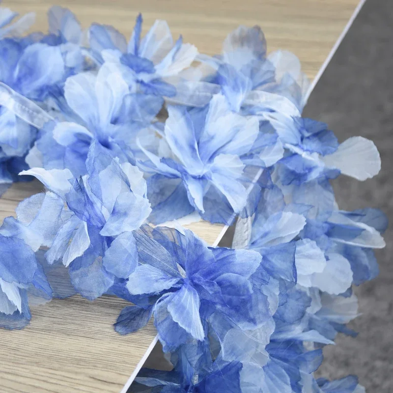 Deep Blue Seven Leaf Flower Gradient Lace Seven Leaf Flower Creative Handmade DIY Decoration Headwear Chest Flower Accessories