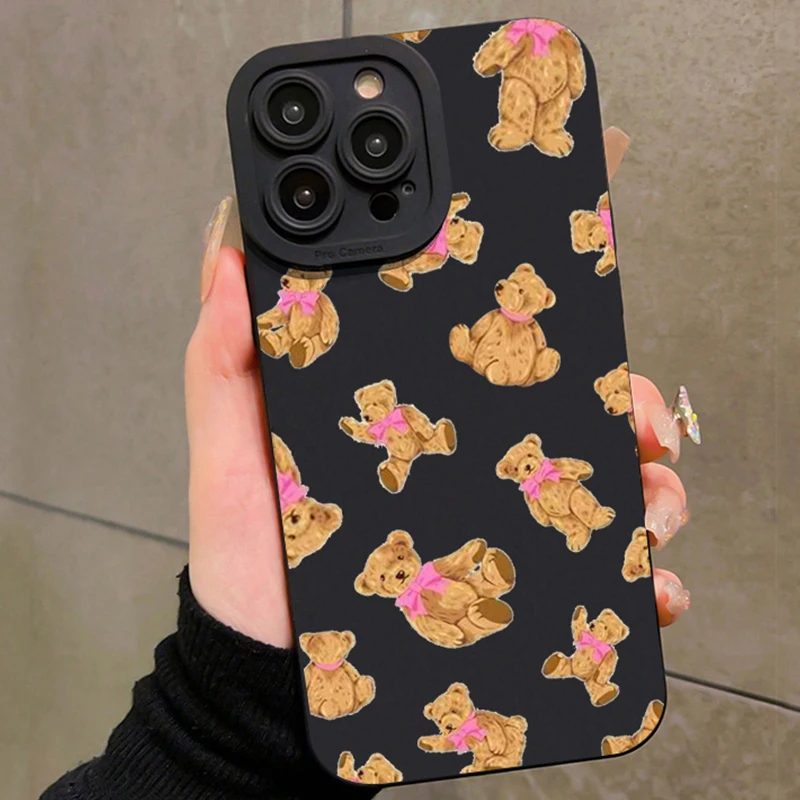 

Bear Bow Design Phone Case For Samsung Galaxy S25 Ultra S24 S23 Plus S21 FE S22 5G A16 A36 A56 A26 A55 A54 A53 A35 A34 A33 Cover