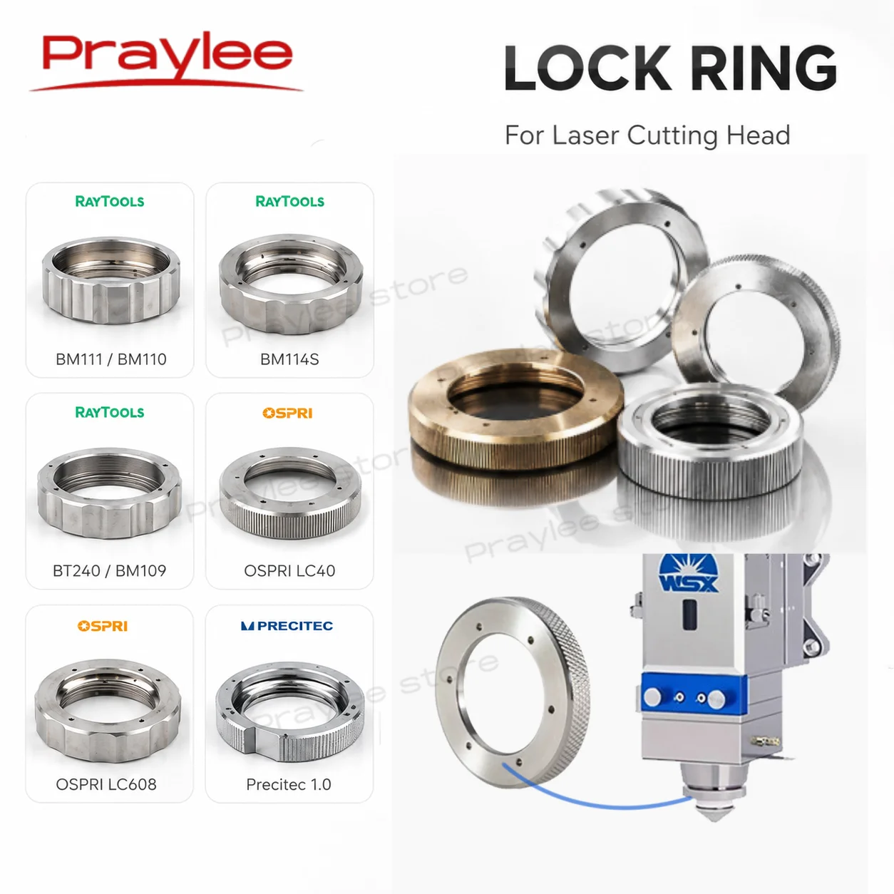 praylee-レーザーセラミックロックリングホルダー-raytools-wsx-precitec-ospri-レーザー切断ヘッド用ロックリングアクセサリー