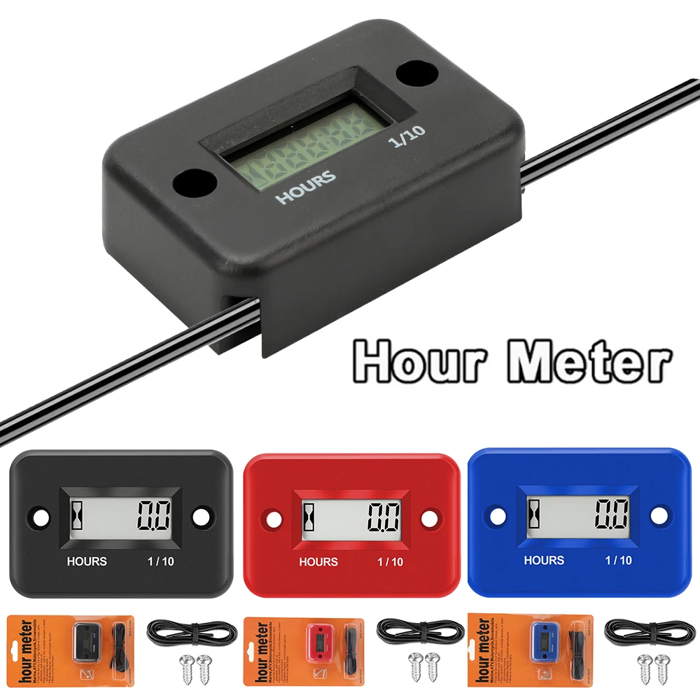 Motorcycle Gauges Engine Timer Working Hour Meter Waterproof Lcd Display Digital Time Gause for Atv Boat Moto instruments