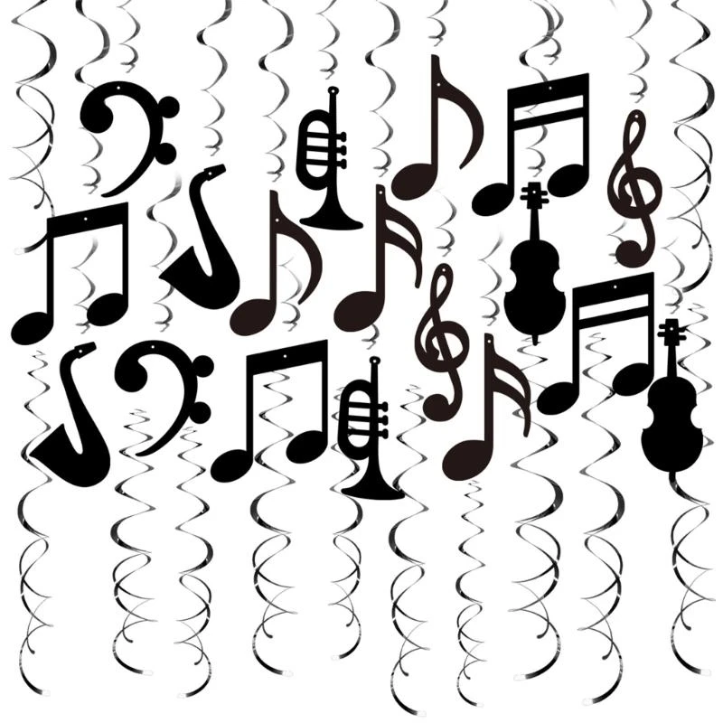 

652F Musical Note Themed Hanging Decorations Set of 30 for Birthdays Weddings and Baby Showers