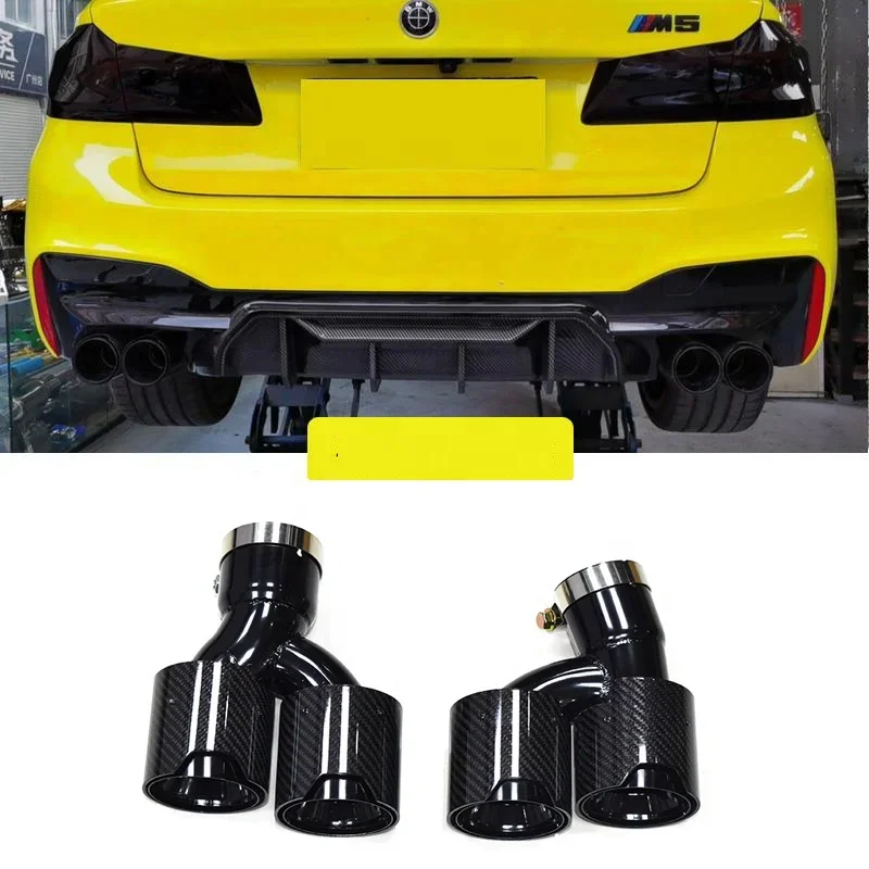 Sypes Carbon Fiber Dual Exhaust Pipe Muffler Tip Exhaust Tips For Bmw 5 Series G30 G38 525li 528li 530li