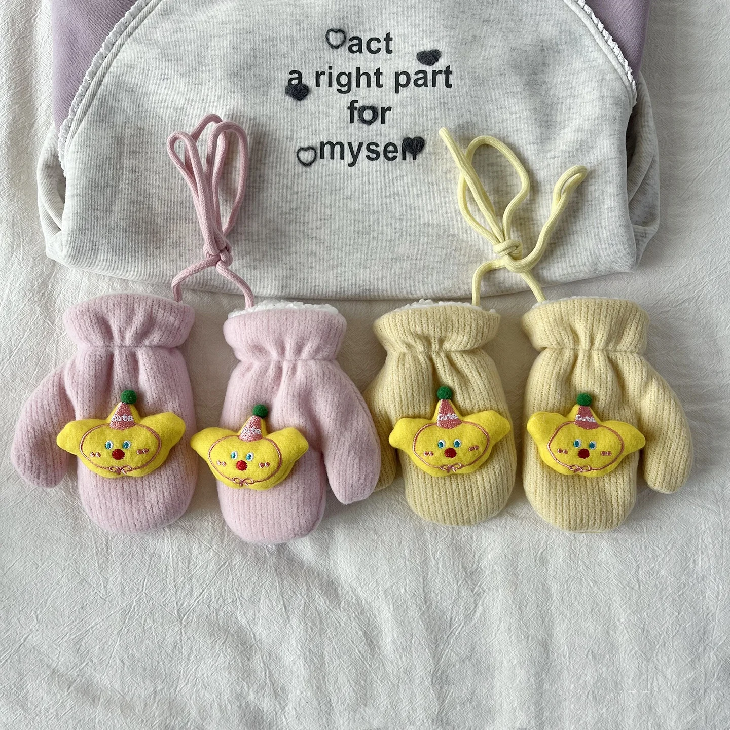 قفازات شتوية للأطفال من الصوف الحراري الدافئ قفازات حيوانات كرتونية لطيفة قفازات مضادة للانزلاق لعمر 2-6 سنوات