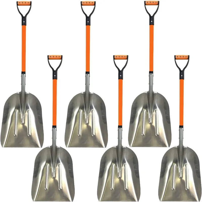 Aluminium 48 inch Snow Shovel with Large Head and Durable Handle. (Scoop Shovel, 1 Pack) (Scoop Shovel, 6 Pack)