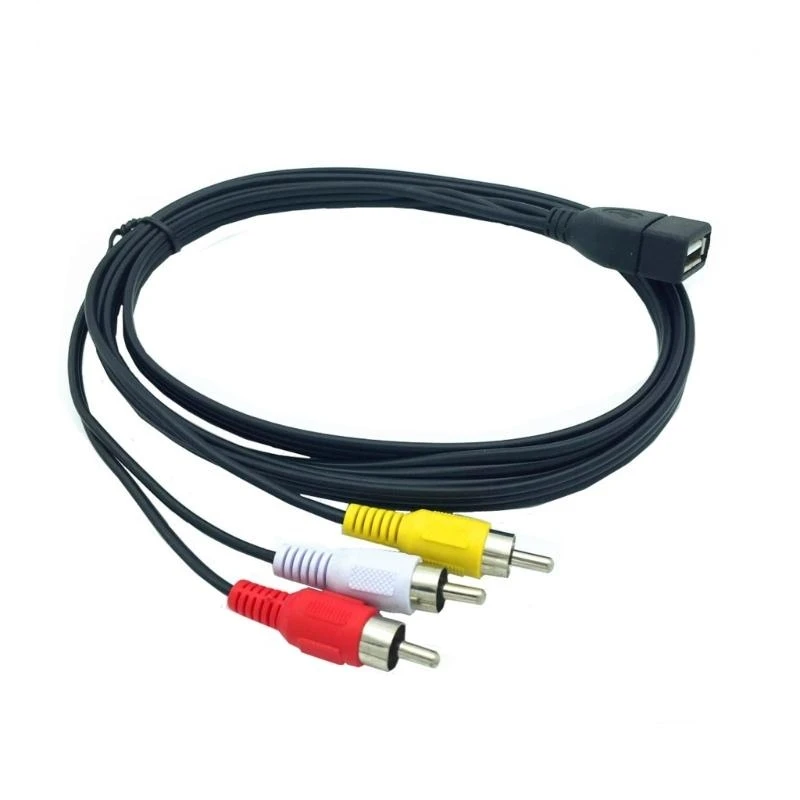 0.2 متر 1.5 متر USB أنثى إلى 3 كابل RCA الرصاص PC TV Aux الصوت والفيديو محول محول USB إلى كابل RCA