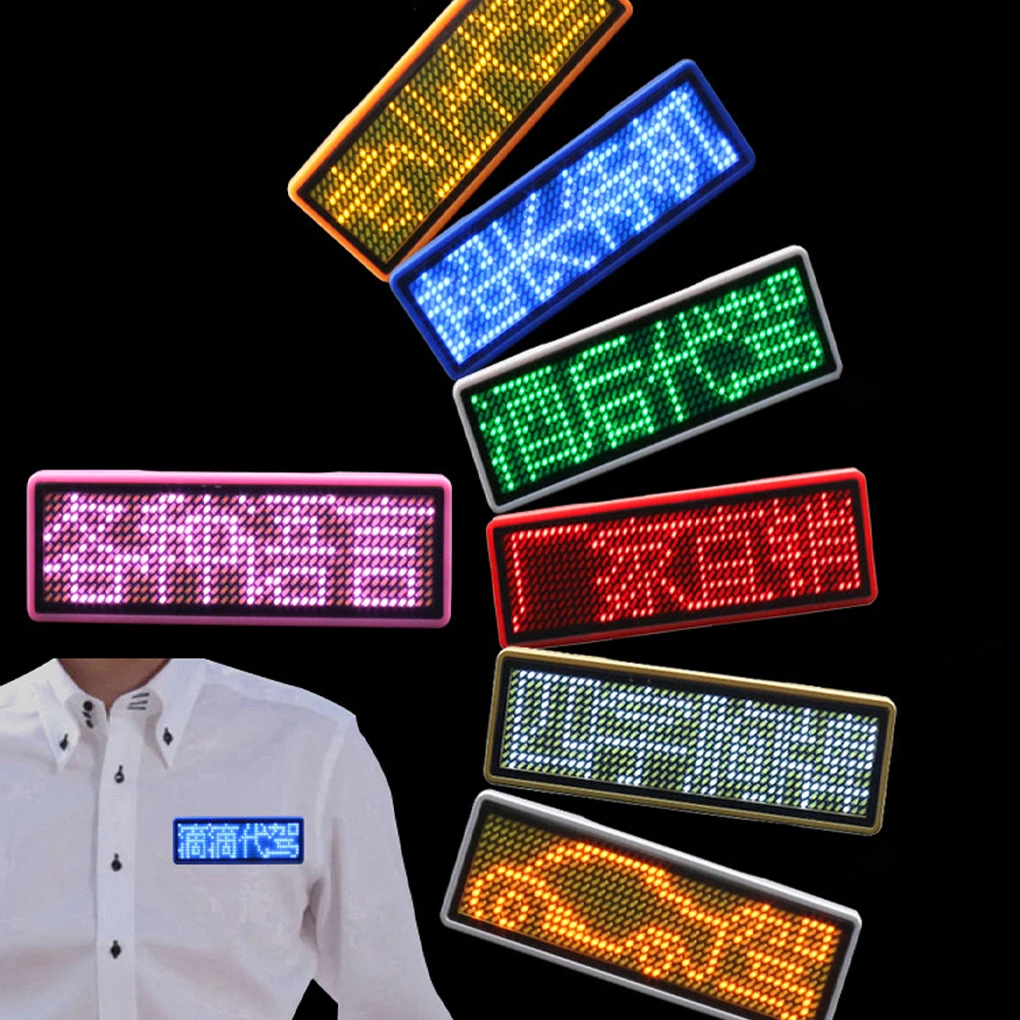 

Rechargeable Bluetooth Digital LED Badge Insignia DIY Programmable Scrolling Message Board Mini LED Display LED Name Tag