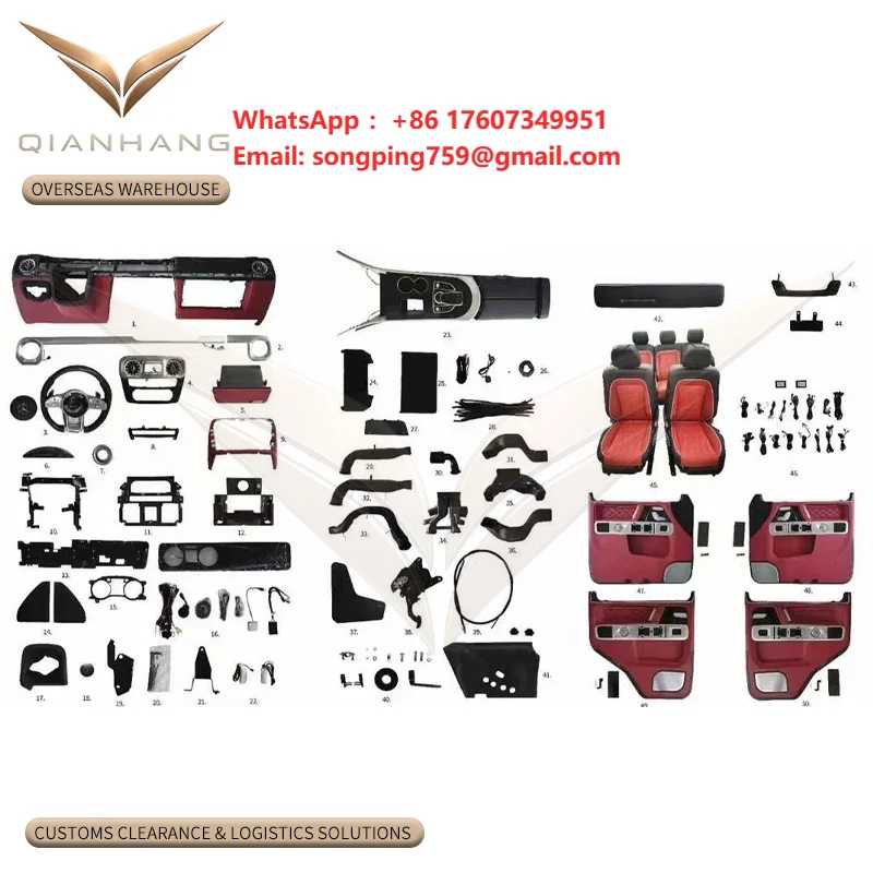 W463 to W464 2.0 Style Full Interior Conversion Upgrade Kit for G Class  LHD Red Leather Dashboard Door Panel Seat
