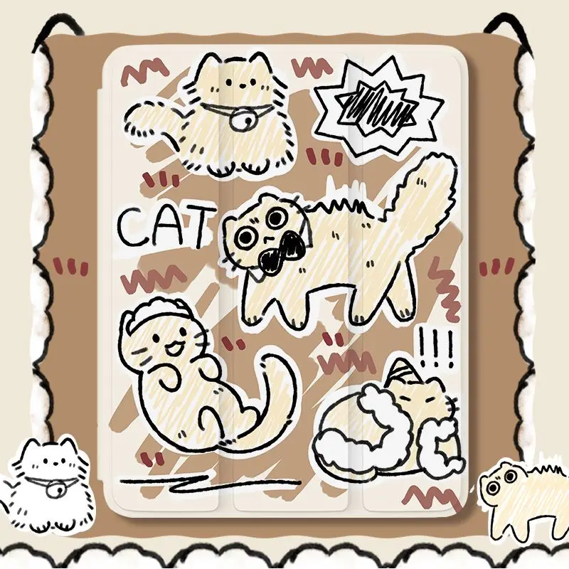 Graffiti Cat Smart Cover Case for Xiaomi Pad 5/5Pro 6/6Pro 11 Inch Xiaomi Pad 7/7Pro 8/8Pro 11.2 Inch Redmi Pad SE 11 Inch