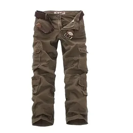 Mode katoenen cargobroek heren losse casual broek jogging cargobroek heren effen multi-zakken ademende broek plus maat - afbeelding 1