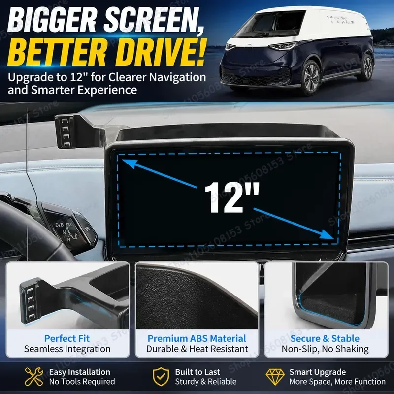 For Volkswagen ID Buzz Cargo 2022 2023 2024 Clip On Phone Mount Adjustable Stable Car Holder No Vibration Dashboard Accessory