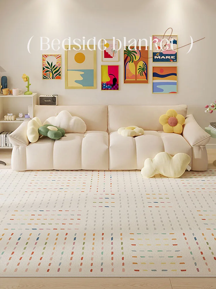 Ins Colorful Carpet Kid Room Nordic Large Living Room Rug Soft Baby Room Carpet Sofa Bedside Table Floor Mat Home Modern Bedroom