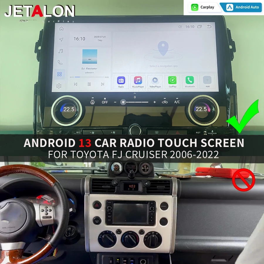 

Android13 Car Radio Carplay Screen For Toyota FJ Cruiser 2006-2022 13.1inch 4G GPS Multimedia Video Player Navigation Bluetooth