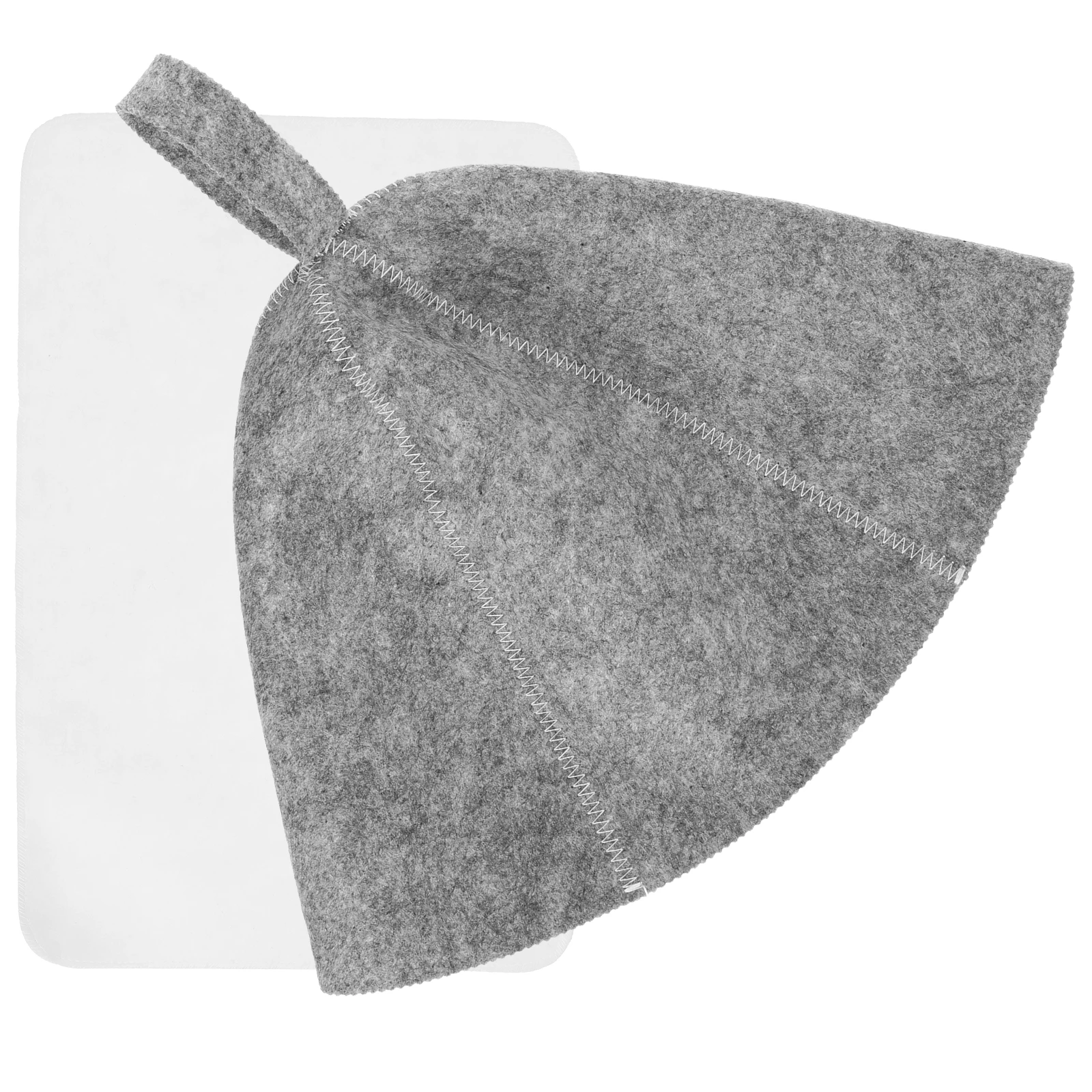 

Felt Sauna Bath Hat Mat Set Grey Hat White Mat for Adults Females Hair Bonnet Shower Accessories Portable Sauna Supply