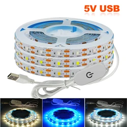 5V 2835 LED Strip Light USB 60LEDs/m Flexible Ribbon Tape Rope Lamp Dimmable Switch IP65 Waterproof LED Lights Stripe Room Decor