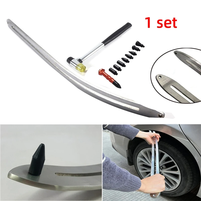 Car Auto Car Dent Removal-Fender Damage Repair Puller-Lifter Arc Crowbar Tools Hook Rods Kit Dent Repair Tools Spare Parts