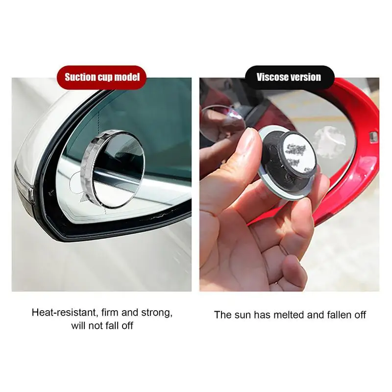 Adjustable Clear Rearview Mirror Auxiliary Convex Mirror 2pcs Suction Cup For Vehicles Round Frame Convex Blind Spot Mirror