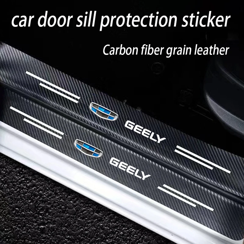 Car Carbon Door Sill Plate Protector Stickers For Geely geometry C Emgrand Gc6 Gx3 Ec7 Atlas Coolray Cross NL3 X6 GS Accessories